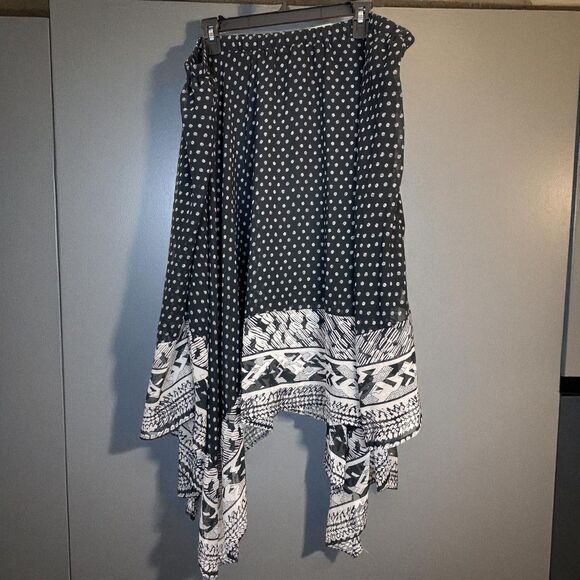 Vintage Avenue Pull-On Maxi Skirt Sz 22/24 Boho Fall Layer Handkerchief Hem NWT - Picture 3 of 8